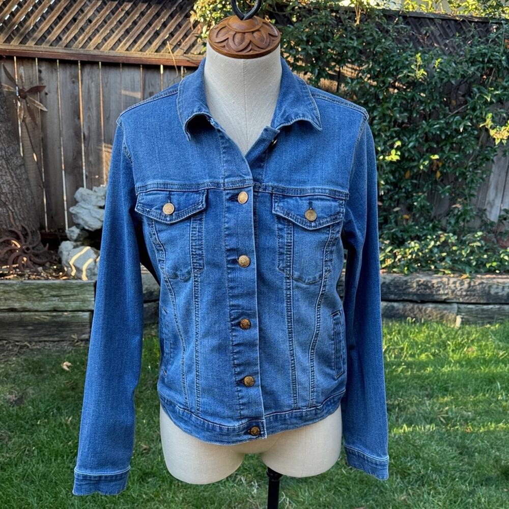 Seven 7 Denim Blue Jean Trucker Style Stretch Jacket Women's Size Small